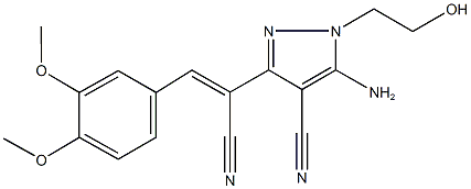 5-amino-3-[1-cyano-2-(3,4-dimethoxyphenyl)vinyl]-1-(2-hydroxyethyl)-1H-pyrazole-4-carbonitrile Structure