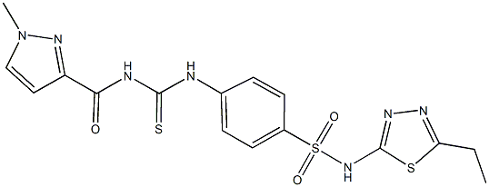 N-(5-ethyl-1,3,4-thiadiazol-2-yl)-4-[({[(1-methyl-1H-pyrazol-3-yl)carbonyl]amino}carbothioyl)amino]benzenesulfonamide Structure