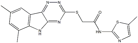 2-[(6,8-dimethyl-5H-[1,2,4]triazino[5,6-b]indol-3-yl)sulfanyl]-N-(5-methyl-1,3-thiazol-2-yl)acetamide Structure