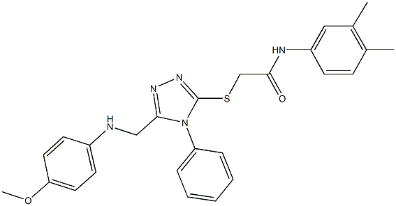 N-(3,4-dimethylphenyl)-2-({5-[(4-methoxyanilino)methyl]-4-phenyl-4H-1,2,4-triazol-3-yl}sulfanyl)acetamide 구조식 이미지