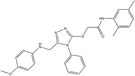 N-(2,5-dimethylphenyl)-2-({5-[(4-methoxyanilino)methyl]-4-phenyl-4H-1,2,4-triazol-3-yl}sulfanyl)acetamide 구조식 이미지