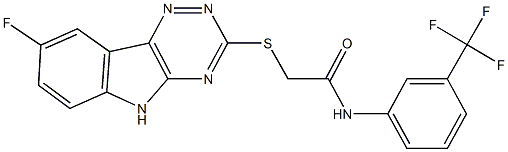 2-[(8-fluoro-5H-[1,2,4]triazino[5,6-b]indol-3-yl)sulfanyl]-N-[3-(trifluoromethyl)phenyl]acetamide Structure