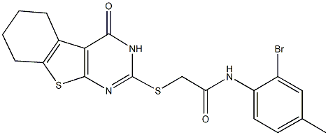 N-(2-bromo-4-methylphenyl)-2-[(4-oxo-3,4,5,6,7,8-hexahydro[1]benzothieno[2,3-d]pyrimidin-2-yl)sulfanyl]acetamide Structure