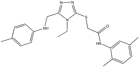 N-(2,5-dimethylphenyl)-2-{[4-ethyl-5-(4-toluidinomethyl)-4H-1,2,4-triazol-3-yl]sulfanyl}acetamide 구조식 이미지