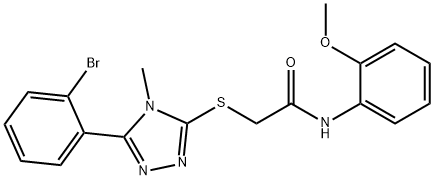 2-{[5-(2-bromophenyl)-4-methyl-4H-1,2,4-triazol-3-yl]sulfanyl}-N-(2-methoxyphenyl)acetamide 구조식 이미지
