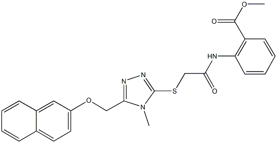 methyl 2-{[({4-methyl-5-[(2-naphthyloxy)methyl]-4H-1,2,4-triazol-3-yl}sulfanyl)acetyl]amino}benzoate Structure