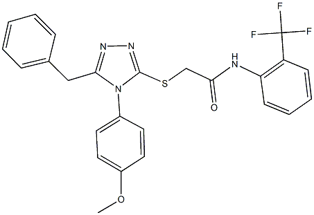 2-{[5-benzyl-4-(4-methoxyphenyl)-4H-1,2,4-triazol-3-yl]sulfanyl}-N-[2-(trifluoromethyl)phenyl]acetamide Structure