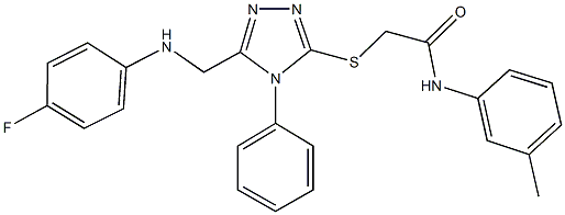 2-[(5-{[(4-fluorophenyl)amino]methyl}-4-phenyl-4H-1,2,4-triazol-3-yl)sulfanyl]-N-(3-methylphenyl)acetamide 구조식 이미지