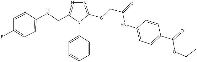 ethyl 4-{[({5-[(4-fluoroanilino)methyl]-4-phenyl-4H-1,2,4-triazol-3-yl}sulfanyl)acetyl]amino}benzoate 구조식 이미지