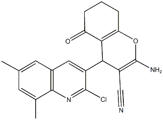 2-amino-4-(2-chloro-6,8-dimethyl-3-quinolinyl)-5-oxo-5,6,7,8-tetrahydro-4H-chromene-3-carbonitrile 구조식 이미지