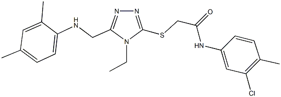 N-(3-chloro-4-methylphenyl)-2-({5-[(2,4-dimethylanilino)methyl]-4-ethyl-4H-1,2,4-triazol-3-yl}sulfanyl)acetamide 구조식 이미지