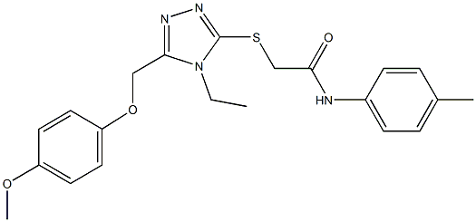 2-({4-ethyl-5-[(4-methoxyphenoxy)methyl]-4H-1,2,4-triazol-3-yl}sulfanyl)-N-(4-methylphenyl)acetamide 구조식 이미지