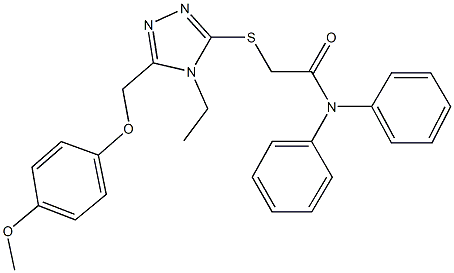 2-({4-ethyl-5-[(4-methoxyphenoxy)methyl]-4H-1,2,4-triazol-3-yl}sulfanyl)-N,N-diphenylacetamide Structure