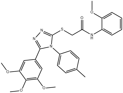 N-(2-methoxyphenyl)-2-{[4-(4-methylphenyl)-5-(3,4,5-trimethoxyphenyl)-4H-1,2,4-triazol-3-yl]sulfanyl}acetamide 구조식 이미지