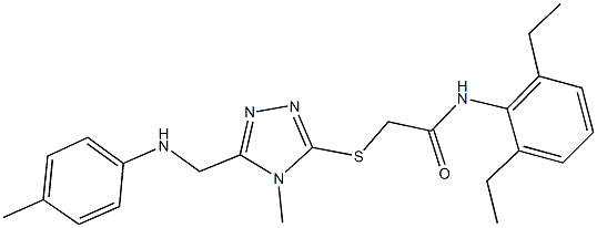 N-(2,6-diethylphenyl)-2-{[4-methyl-5-(4-toluidinomethyl)-4H-1,2,4-triazol-3-yl]sulfanyl}acetamide 구조식 이미지