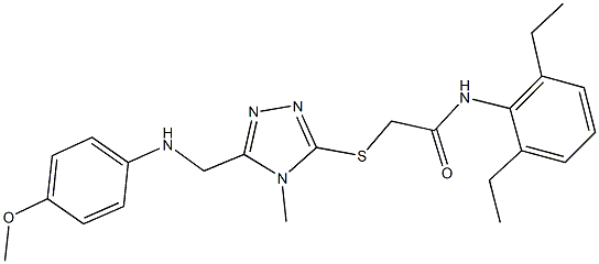 N-(2,6-diethylphenyl)-2-({5-[(4-methoxyanilino)methyl]-4-methyl-4H-1,2,4-triazol-3-yl}sulfanyl)acetamide 구조식 이미지