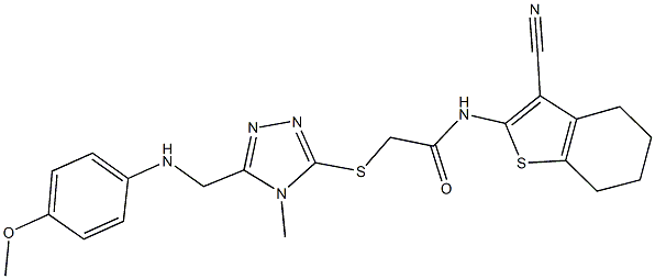 N-(3-cyano-4,5,6,7-tetrahydro-1-benzothien-2-yl)-2-({5-[(4-methoxyanilino)methyl]-4-methyl-4H-1,2,4-triazol-3-yl}sulfanyl)acetamide Structure