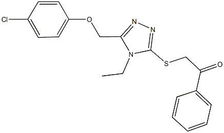 2-({5-[(4-chlorophenoxy)methyl]-4-ethyl-4H-1,2,4-triazol-3-yl}sulfanyl)-1-phenylethanone 구조식 이미지