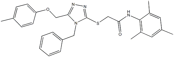 2-({4-benzyl-5-[(4-methylphenoxy)methyl]-4H-1,2,4-triazol-3-yl}sulfanyl)-N-mesitylacetamide 구조식 이미지