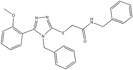 N-benzyl-2-{[4-benzyl-5-(2-methoxyphenyl)-4H-1,2,4-triazol-3-yl]sulfanyl}acetamide 구조식 이미지