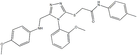 2-{[5-[(4-methoxyanilino)methyl]-4-(2-methoxyphenyl)-4H-1,2,4-triazol-3-yl]sulfanyl}-N-(4-methylphenyl)acetamide 구조식 이미지