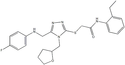 N-(2-ethylphenyl)-2-{[5-[(4-fluoroanilino)methyl]-4-(tetrahydro-2-furanylmethyl)-4H-1,2,4-triazol-3-yl]sulfanyl}acetamide 구조식 이미지