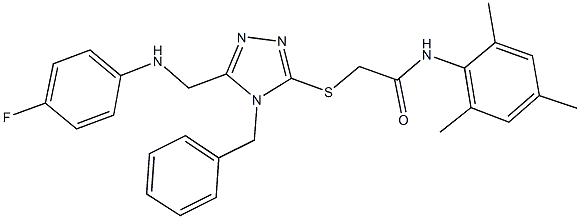 2-({4-benzyl-5-[(4-fluoroanilino)methyl]-4H-1,2,4-triazol-3-yl}sulfanyl)-N-mesitylacetamide Structure