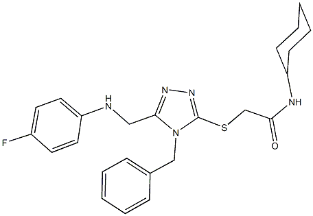 2-({4-benzyl-5-[(4-fluoroanilino)methyl]-4H-1,2,4-triazol-3-yl}sulfanyl)-N-cyclohexylacetamide Structure