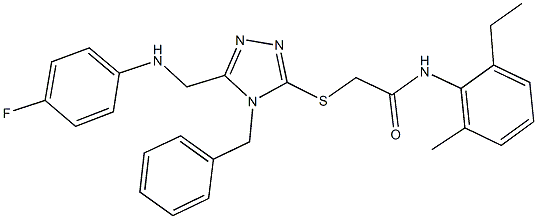 2-({4-benzyl-5-[(4-fluoroanilino)methyl]-4H-1,2,4-triazol-3-yl}sulfanyl)-N-(2-ethyl-6-methylphenyl)acetamide Structure