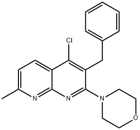 3-benzyl-4-chloro-7-methyl-2-(4-morpholinyl)[1,8]naphthyridine 구조식 이미지