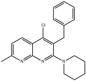 3-benzyl-4-chloro-7-methyl-2-(1-piperidinyl)[1,8]naphthyridine 구조식 이미지