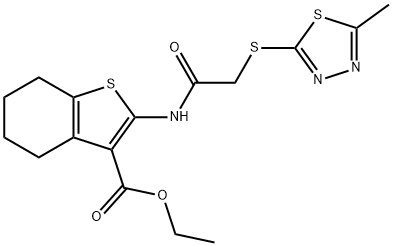 ethyl 2-({[(5-methyl-1,3,4-thiadiazol-2-yl)sulfanyl]acetyl}amino)-4,5,6,7-tetrahydro-1-benzothiophene-3-carboxylate Structure