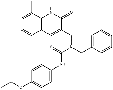 N-benzyl-N'-(4-ethoxyphenyl)-N-[(8-methyl-2-oxo-1,2-dihydro-3-quinolinyl)methyl]thiourea 구조식 이미지