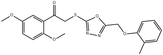 1-(2,5-dimethoxyphenyl)-2-({5-[(2-methylphenoxy)methyl]-1,3,4-oxadiazol-2-yl}sulfanyl)ethanone 구조식 이미지