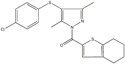 4-chlorophenyl 3,5-dimethyl-1-(4,5,6,7-tetrahydro-1-benzothien-2-ylcarbonyl)-1H-pyrazol-4-yl sulfide 구조식 이미지