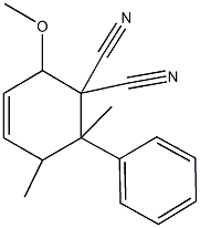 2-methoxy-5,6-dimethyl-6-phenyl-3-cyclohexene-1,1-dicarbonitrile 구조식 이미지