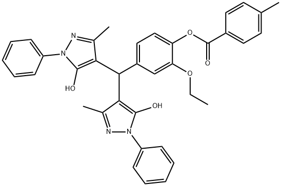 4-[bis(5-hydroxy-3-methyl-1-phenyl-1H-pyrazol-4-yl)methyl]-2-ethoxyphenyl 4-methylbenzoate Structure