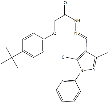 2-(4-tert-butylphenoxy)-N'-[(5-chloro-3-methyl-1-phenyl-1H-pyrazol-4-yl)methylene]acetohydrazide 구조식 이미지