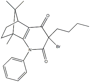 5-bromo-5-butyl-1,11,11-trimethyl-3-phenyl-3-azatricyclo[6.2.1.0~2,7~]undec-2(7)-ene-4,6-dione Structure