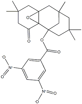 4,4,6,10,10-pentamethyl-12-oxo-13-oxatetracyclo[6.4.1.1~2,6~.0~1,8~]tetradec-2-yl 3,5-bisnitrobenzoate 구조식 이미지