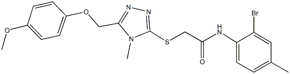 N-(2-bromo-4-methylphenyl)-2-({5-[(4-methoxyphenoxy)methyl]-4-methyl-4H-1,2,4-triazol-3-yl}sulfanyl)acetamide 구조식 이미지