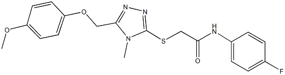 N-(4-fluorophenyl)-2-({5-[(4-methoxyphenoxy)methyl]-4-methyl-4H-1,2,4-triazol-3-yl}sulfanyl)acetamide 구조식 이미지