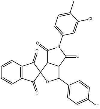 5-(3-chloro-4-methylphenyl)-1-(4-fluorophenyl)-3a,6a-dihydrosprio[1H-furo[3,4-c]pyrrole-3,2'-(1'H)-indene]-1',3',4,6(2'H,3H,5H)-tetrone Structure
