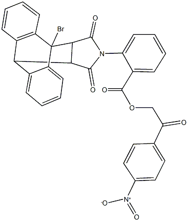 2-{4-nitrophenyl}-2-oxoethyl 2-(1-bromo-16,18-dioxo-17-azapentacyclo[6.6.5.0~2,7~.0~9,14~.0~15,19~]nonadeca-2,4,6,9,11,13-hexaen-17-yl)benzoate Structure