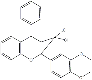 1,1-dichloro-1a-(3,4-dimethoxyphenyl)-7-phenyl-1,1a,7,7a-tetrahydrocyclopropa[b]chromene 구조식 이미지