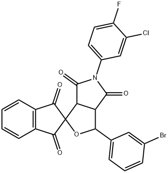 5-(3-chloro-4-fluorophenyl)-3-(3-bromophenyl)-4,6-dioxohexahydrospiro(1H-furo[3,4-c]pyrrole-1,2'-[1,3]-dioxoindane) 구조식 이미지