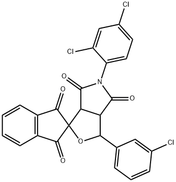 1-(3-chlorophenyl)-5-(2,4-dichlorophenyl)dihydro-1',3',4,6(2'H,3H,5H)-tetraoxospiro(1H-furo[3,4-c]pyrrole-3,2'-[1'H]-indene) Structure