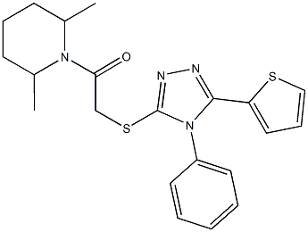 2,6-dimethyl-1-({[4-phenyl-5-(2-thienyl)-4H-1,2,4-triazol-3-yl]sulfanyl}acetyl)piperidine Structure