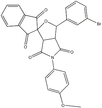 1-(3-bromophenyl)-5-(4-methoxyphenyl)-3a,6a-dihydrosprio[1H-furo[3,4-c]pyrrole-3,2'-(1'H)-indene]-1',3',4,6(2'H,3H,5H)-tetrone Structure