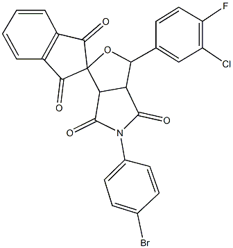 5-(4-bromophenyl)-1-(3-chloro-4-fluorophenyl)-3a,6a-dihydrosprio[1H-furo[3,4-c]pyrrole-3,2'-(1'H)-indene]-1',3',4,6(2'H,3H,5H)-tetrone Structure